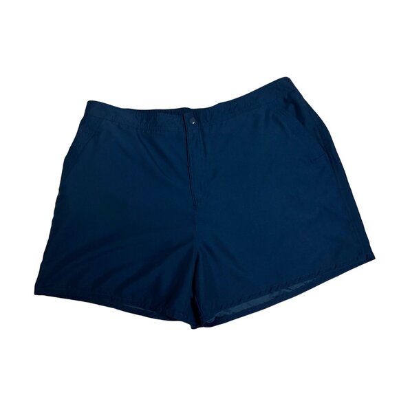 Women's Croft & Barrow 20W Navy Blue Swim Athletic Shorts With Built-In Brief - Picture 1 of 5